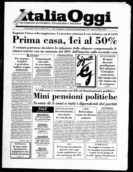 Italia oggi : quotidiano di economia finanza e politica